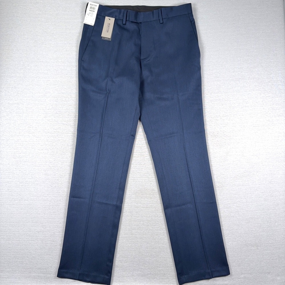 Kenneth Cole Reaction Urban Heather Slim-Fit Dress Pants Mens 34x32 Blue NEW